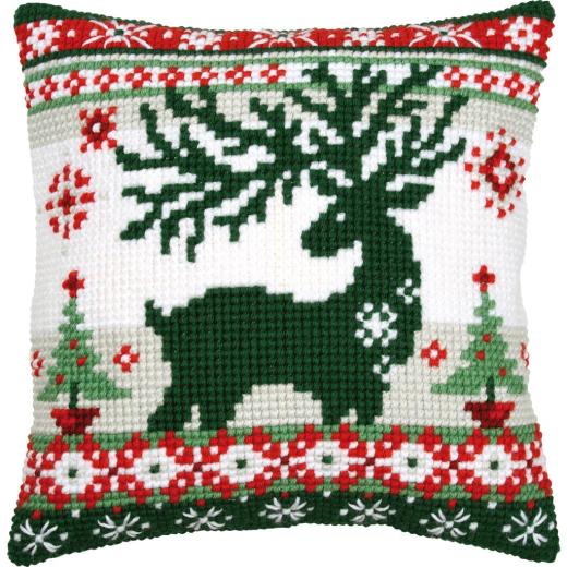Stickpackung Vervaco - Kreuzstichkissen Nordic Evergreeen Reindeer