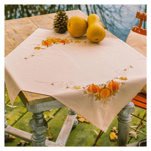 Tischdecke Herbst-Kürbisse bedruckt - Vervaco Verachtert (Stickpackung)