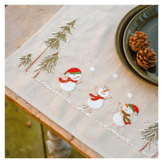 Platzdeckchen Schneemänner 2er-Set bedruckt - Vervaco Verachtert (Stickpackung)