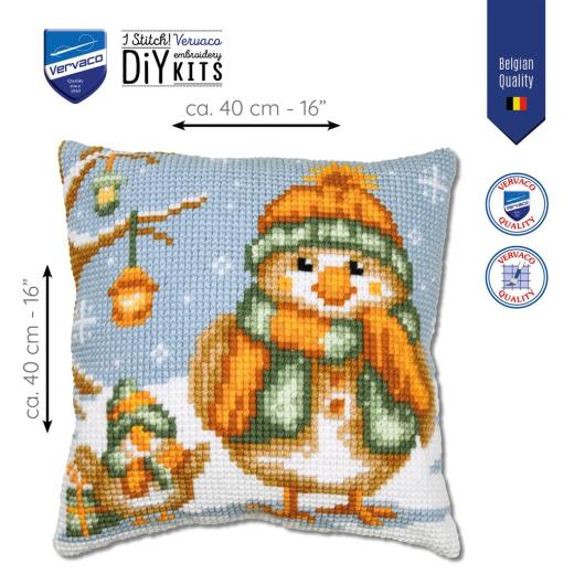 Stickpackung Vervaco - Kreuzstichkissen A frosty friendship