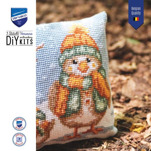 Stickpackung Vervaco - Kreuzstichkissen A frosty friendship