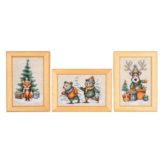 Stickpackung Vervaco - Miniaturbilder Woodland Winter Tales 3er-Set