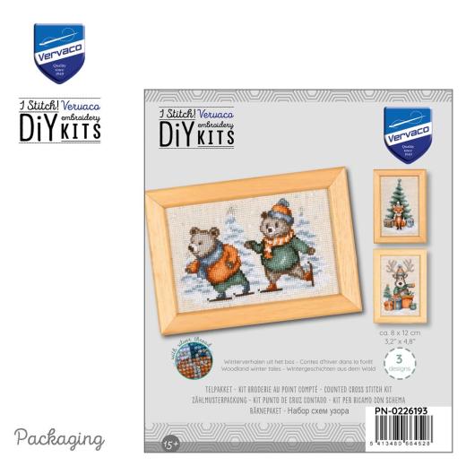 Stickpackung Vervaco - Miniaturbilder Woodland Winter Tales 3er-Set