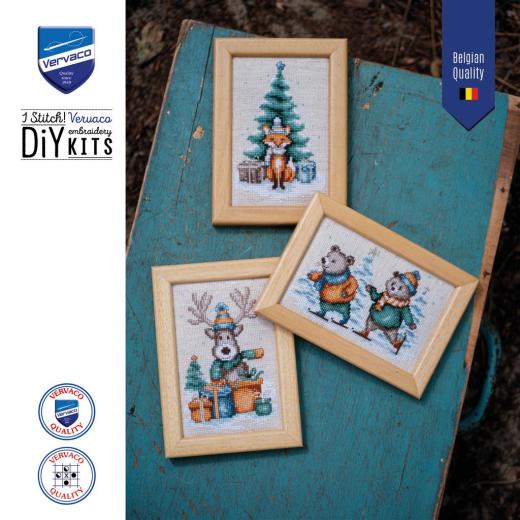 Stickpackung Vervaco - Miniaturbilder Woodland Winter Tales 3er-Set