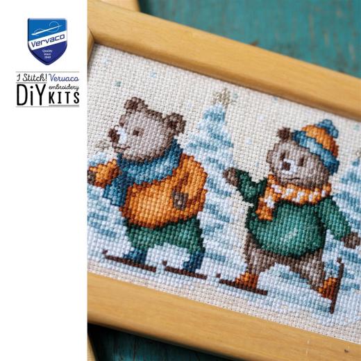 Stickpackung Vervaco - Miniaturbilder Woodland Winter Tales 3er-Set
