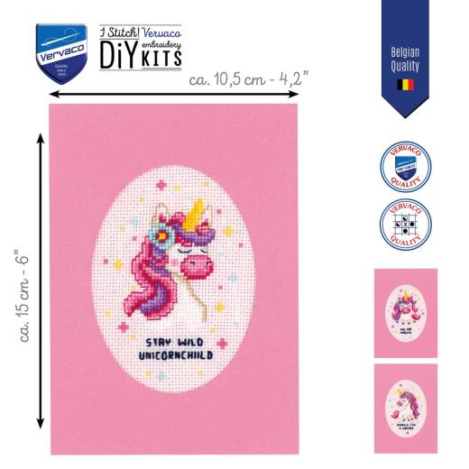 Stickpackung Vervaco - Grußkarten Einhorn 3er-Set