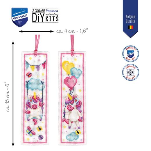 Stickpackung Vervaco - Lesezeichen Einhorn 2er-Set