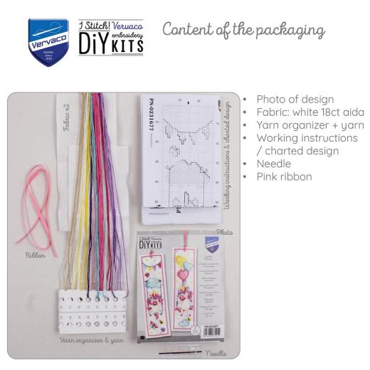 Stickpackung Vervaco - Lesezeichen Einhorn 2er-Set