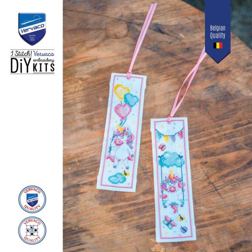 Stickpackung Vervaco - Lesezeichen Einhorn 2er-Set