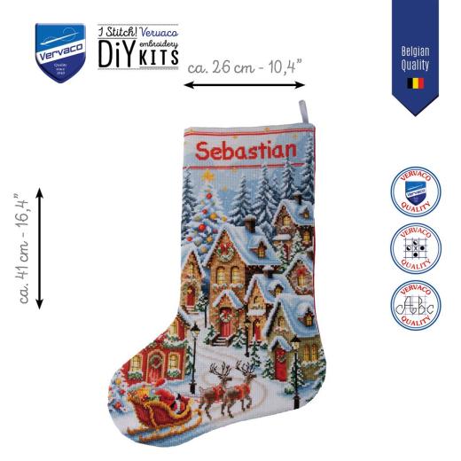 Stickpackung Vervaco - Weihnachtsstrumpf A Village Aglow