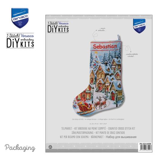 Stickpackung Vervaco - Weihnachtsstrumpf A Village Aglow