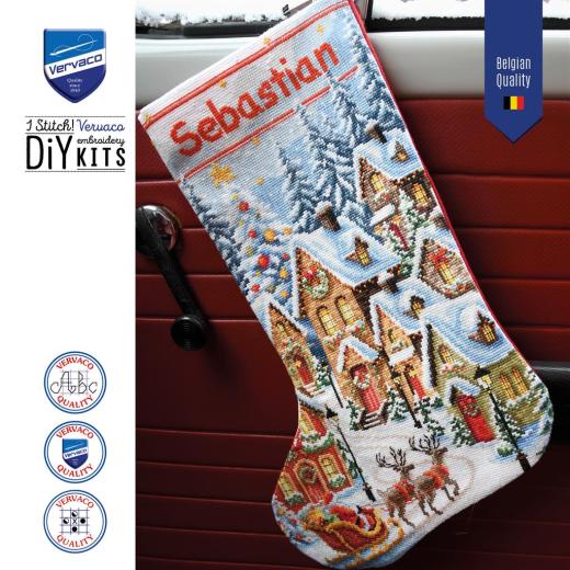 Stickpackung Vervaco - Weihnachtsstrumpf A Village Aglow
