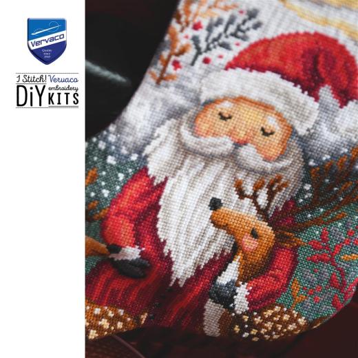 Stickpackung Vervaco - Weihnachtsstrumpf Woodland Christmas Wishes
