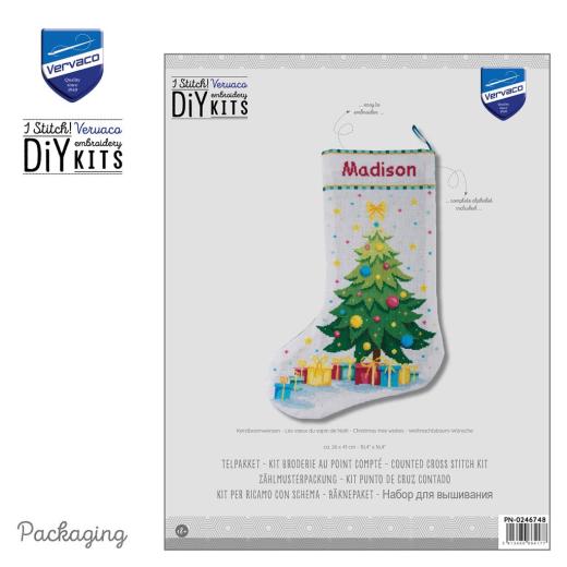 Stickpackung Vervaco - Weihnachtsstrumpf Christmas Tree Wishes