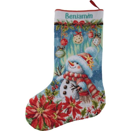 Stickpackung Vervaco - Weihnachtsstrumpf Snowman in Bloom