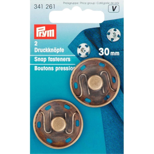 Annäh-Druckknöpfe Ø 30 mm altmessing - Prym 341261