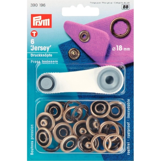 Nähfrei-Druckknöpfe Ø 18 mm altmessing mit Werkzeug - Prym