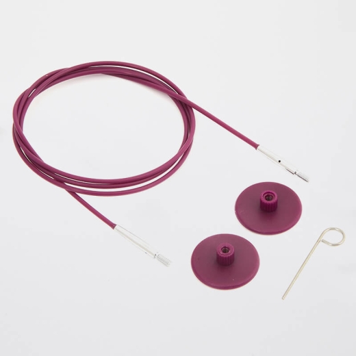 KnitPro Seil für Nadelspitzen 60 cm lila (Edelstahlkabel)