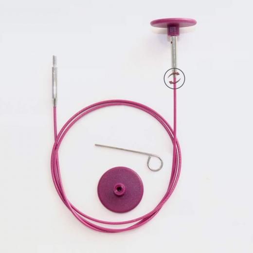 KnitPro Seil für Nadelspitzen 150 cm lila (drehbares Edelstahlkabel)