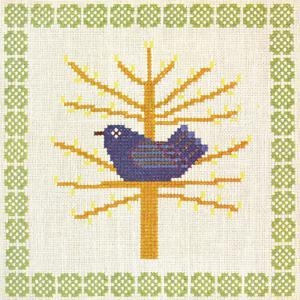 Fremme Stickpackung - Vogel im Baum 15x15 cm