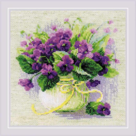 Riolis - Stickbild Violets in a Pot