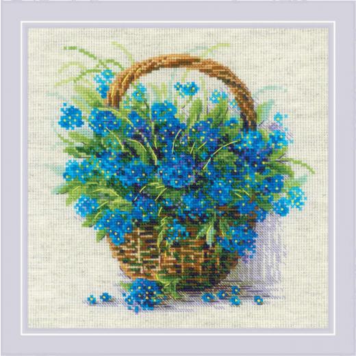 Riolis - Stickbild Forget Me Nots in a Basket