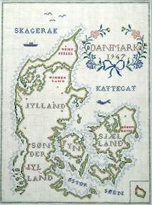 Haandarbejdets Fremme - Landkarte Dänemark (Stickpackung)