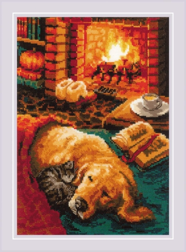 Riolis - Stickbild By The Fireplace