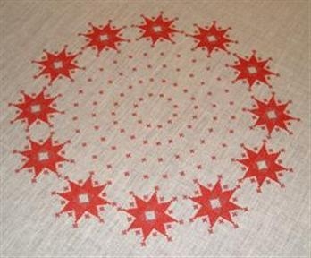 Haandarbejdets Fremme - Tischdecke Rote Sterne