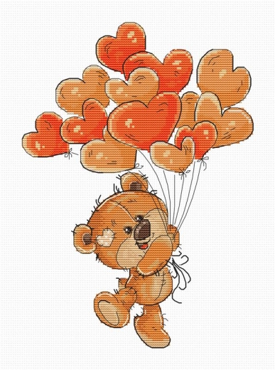Luca-S Stickpackung - Teddy Bear Heart Balloons