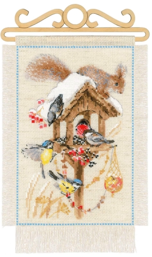 Riolis - Cottage Garden Winter mit Dekobügeln (Stickpackung)