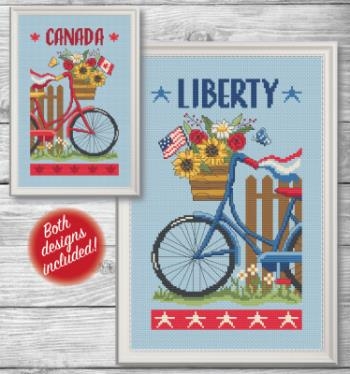 Stickvorlage Tiny Modernist Inc - Patriotic Bicycles