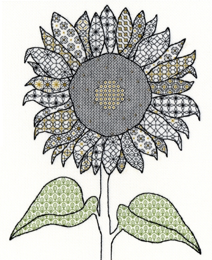 Bothy Threads Stickpackung - Blackwork Sunflower