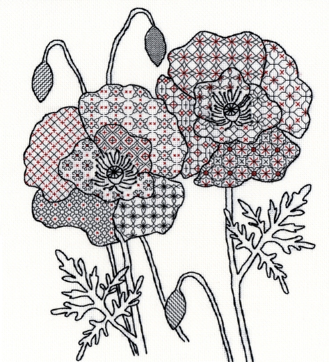 Bothy Threads Stickpackung - Blackwork Poppy