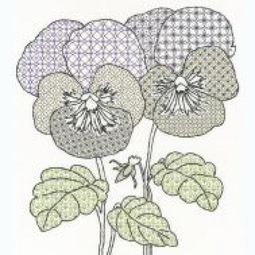 Bothy Threads Stickpackung - Blackwork Pansies