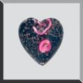 12079 Mill Hill Glass Treasures - Small Black Heart Pink Rosebud