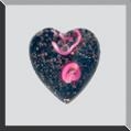 Mill Hill Glass Treasures 12079 - Small Black Heart Pink Rosebud