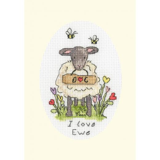 Bothy Threads Stickpackung - Greeting Card - I Love Ewe