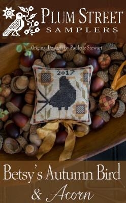 Stickvorlage Plum Street Samplers - Betsys Autumn Bird & Acorn