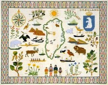 Haandarbejdets Fremme - Landkarte Grönland (Stickpackung)