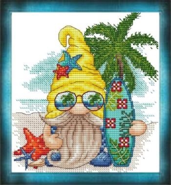 Stickvorlage Les Petites Croix De Lucie - Gnome Surfer (Ausverkauf)