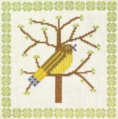 Fremme Stickpackung - Vogel im Baum 15x15 cm