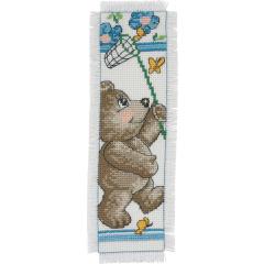 Permin Stickpackung - Lesezeichen Teddy mit Netz 7x21 cm