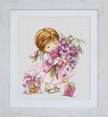 Stickpackung Luca-S - Girl with a Bouquet 13,5x14,5 cm