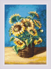 Riolis Stickpackung - Sunflowers in a Basket after N. Antonovas Painting
