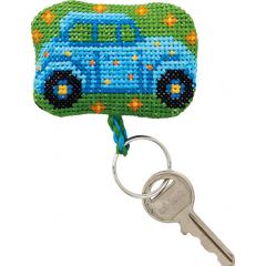 Permin Stickpackung - Schlüsselanhänger Blaues Auto 7x5 cm