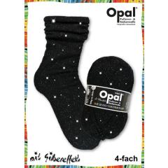 Opal Tiefschwarz mit Silbereffekt Sockenwolle 4-fach - limitierte Auflage