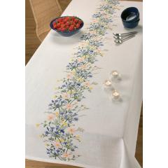 Eva Rosenstand Stickpackung - Tischdecke Blumen 140x220 cm
