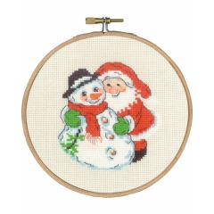 Schneemann & Weihnachtsmann mit Stickring - Permin of Copenhagen (Stickpackung)