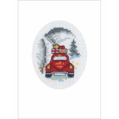 Permin Stickpackung - Passepartoutkarte Weihnachtsauto 9x13 cm
